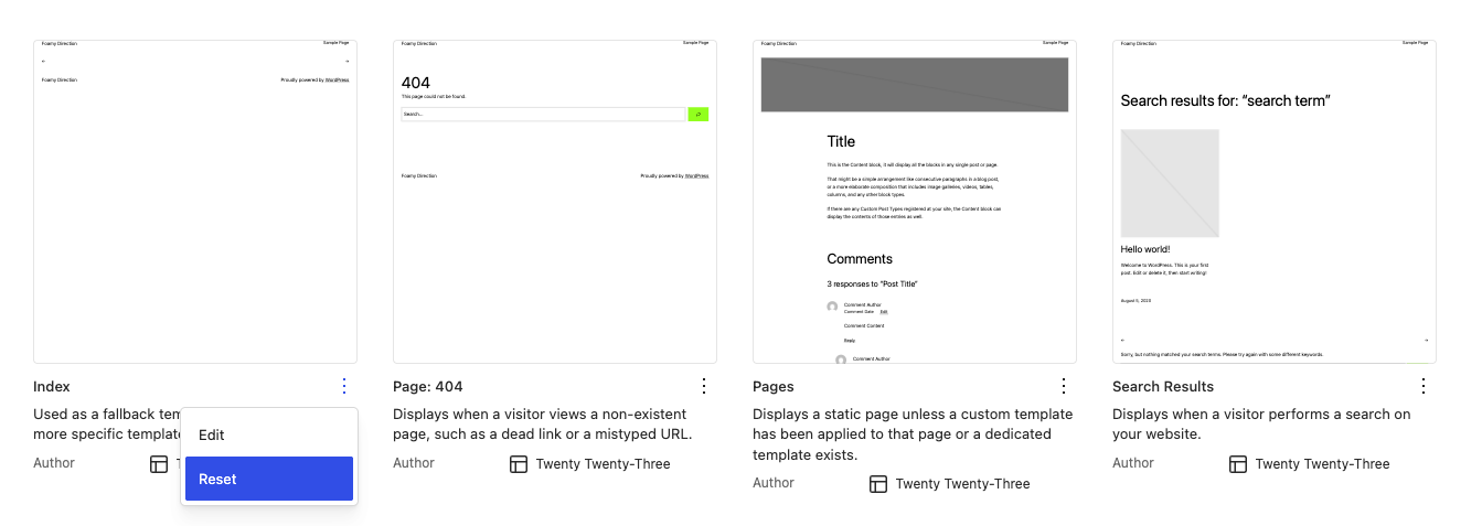 Sådan nulstiller du et page template i WordPress